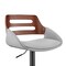 Armen Living Karter Adjustable Gray Faux Leather and Walnut Wood Bar Stool with Black Base LCKTBAWABLGR - alternate 6